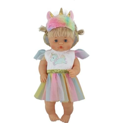 The Unicorn Clothes Fit 41cm 42 cm Nenucos Doll Nenuco Ropa Hermanita Purple Long Sleeves T-shirt Purple Dots Pants With Hat