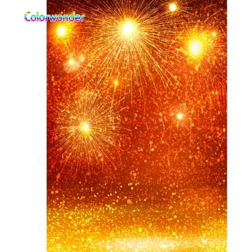Photography Background Yellow Firework with Dots 5x7ft Golden Twinkle Stars Orange Backdrops for Wedding Photo Booth Studio Prop