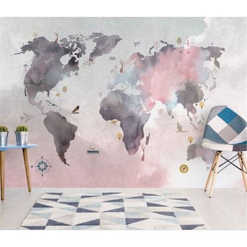 8D Paint Abstract World Map Wallpaper Mural for Baby Child Room Sofa Backaground 3d Photo Mural 3d Wall Mural 3D Map Wall paper