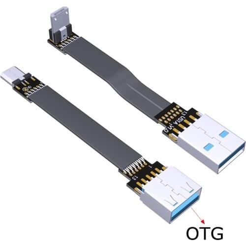 Elbow FFC Micro USB 2.0 Type A FPV Slim Thin Flat Soft Flexible FPC Charge Cable For FPV Brushless Handheld Gimbal Monitor