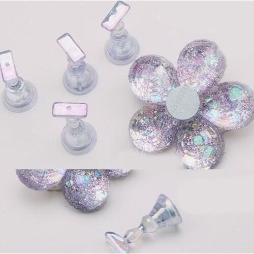 1 Set Magnetic Nail Holder Practice Display Stand Acrylic Crystal Showing Shelf Nail Art Tool Nail Polish Display Stand