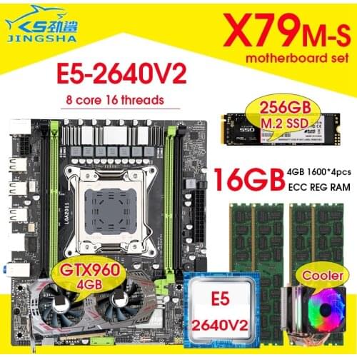 X79 Motherboard with Xeon E5-2640 V2 CPU LGA2011 4*4GB=16GB 1600Mhz Memory DDR3 RAM GTX 960 4GB GPU Cooler 256GB M.2 SSD Combos