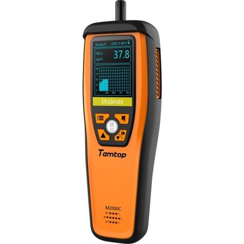 Temtop M2000C Air Quality Monitor for PM2.5 PM10 Particles CO2 Temperature Humidity settable Audio Alarm Easy Calibration