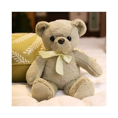 Cartoon green bear about 35cm plush toy lovely silk bowtie teddy bear soft doll kids toy Christmas gift b2242