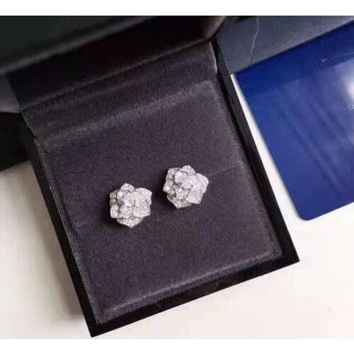 Top Cute New 2021 Hot Fashion Jewelry Flower Earrings Camellia Design Date Wedding Party Fine Luxury Brand