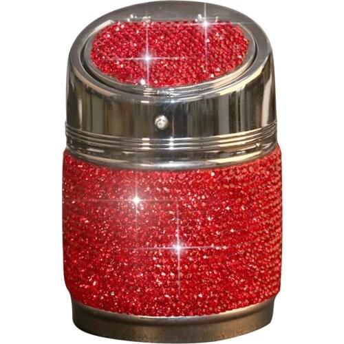Cigarettes Storage Cup Creative Multifunctional with Cover Rhinestone Ashtray Holder for Car