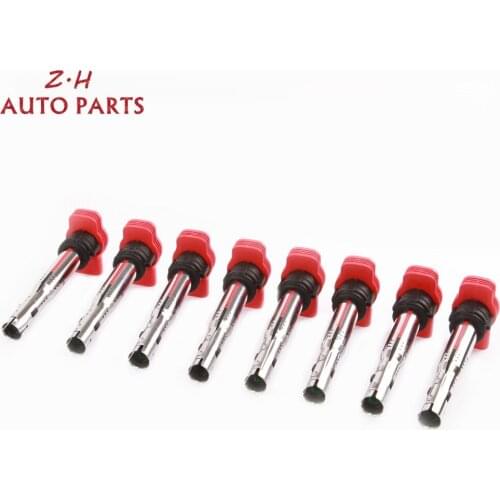 NEW 8Pcs Red Ignition Coil Unit UF-529 For Porsche Cayenne VW Volkswagen Touareg Audi A4 A5 A6 Quattro Q5 3.0 3.2 V6 06E905115D