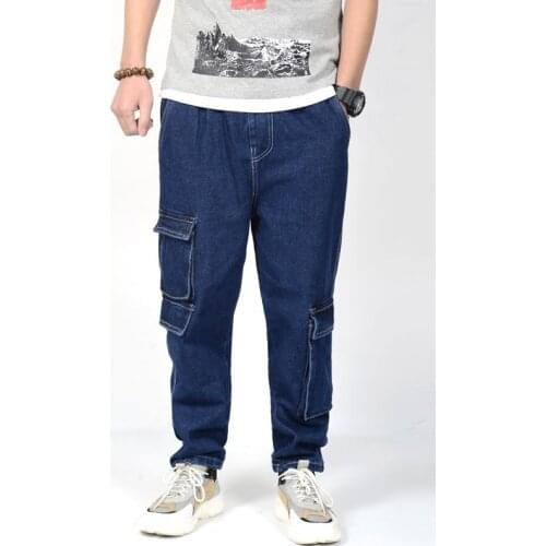 New Summer Denim Jeans Jogger For Men Fashion Blue Loose Baggy Plus Size Hip hop Cargo Harem Jeans Men Tapered Pants