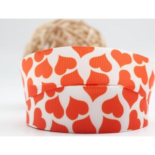 New Grosgrain Ribbon Orange Love Heart Valentines Day Printing Ribbon Hair Accessories Bowknot Diy Crafts Handmade Accessories