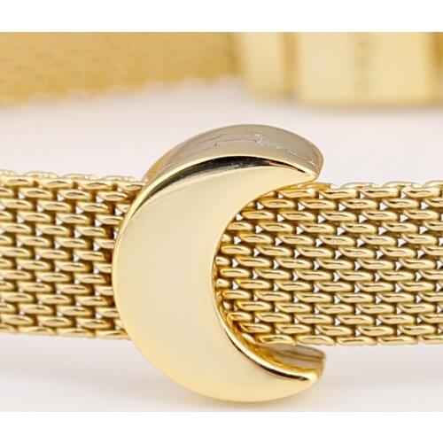 Original Gold Color Shine Reflexions Moon Clip Stopper Lock Beads Fit 925 Sterling Silver Charm Bracelet Diy Jewelry
