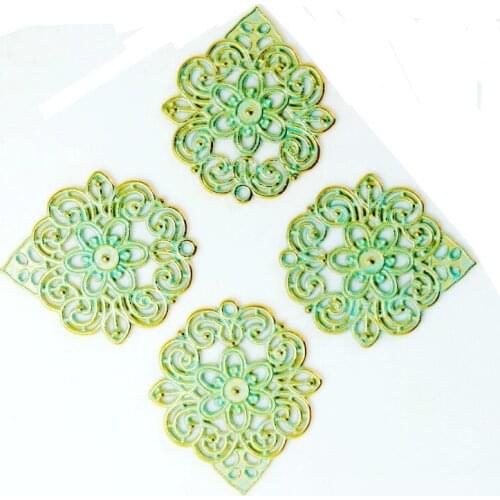 10PCS 4.*3.5cm Antique Bronze Green Alloy Pendants Charms Fit DIY Necklace Earrings Jewelry Making Accessories Finding
