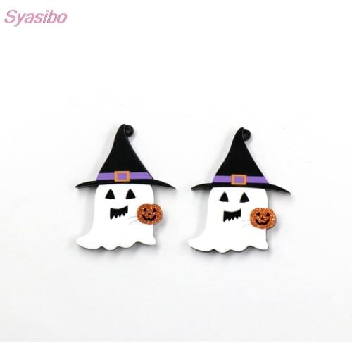 1pair ) CH1273 Halloween Ghost For Earrings Glitter Acrylic Party DIY Accessories