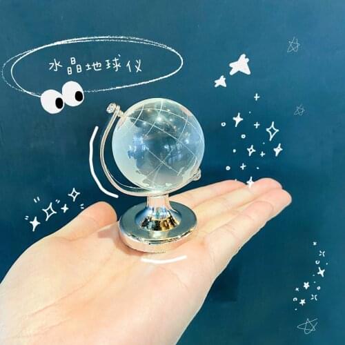 Transparent Glass Mini Globe Tabletop Decoration Ornaments INS Style Desktop Decor Hand-Carved Crystal Globe