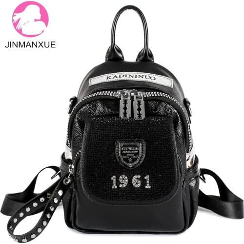 Brand Diamond Women Handbags Fashion Rhinestone Rucksack Womens Leather Backpack Dual-use Shoulder Bag Casual Bagpack