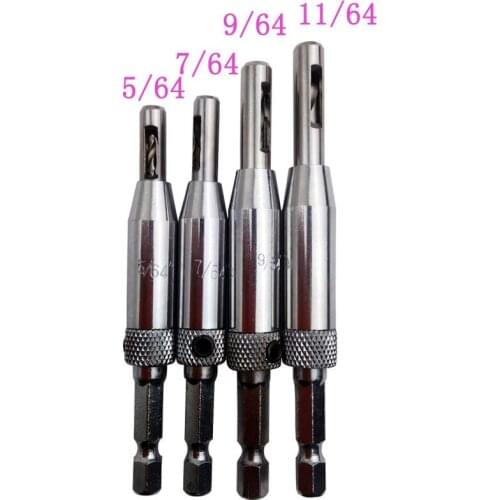 4 Sizes HSS Self Centering Hinge Twist Drill Bits Window Doors Screw Hole Saw Woodworking Reaming Cabinet Tool Set