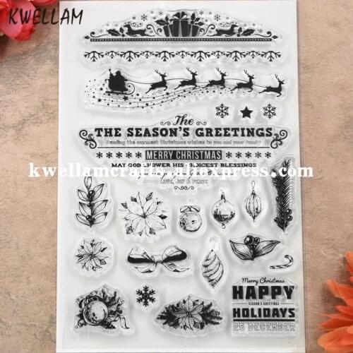 MERRY CHRISTMAS HAPPY HOLIDAYS Deer Scrapbook DIY photo cards rubber stamp clear stamp transparent stamp 11x15.5cm KW8111505