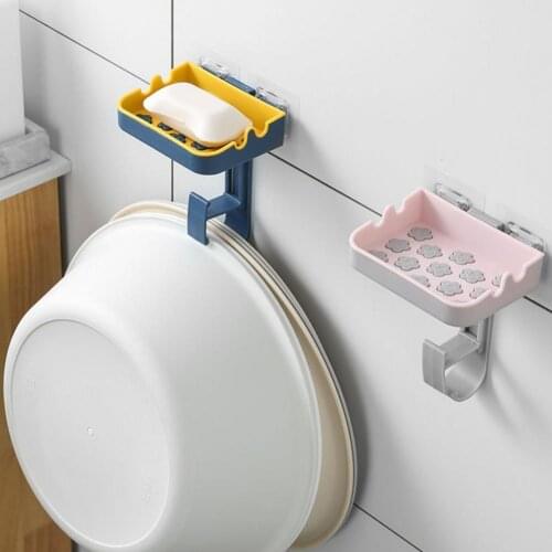 Removable Suction Cup Punch Free Suction Cup Soap Box with Hanger for Bathroom