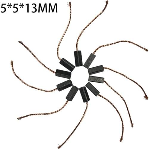 10Pcs Micro Car Leads Generator Generic Electric Motor Brush Copper-containing Carbon Brush 5*5*13MM