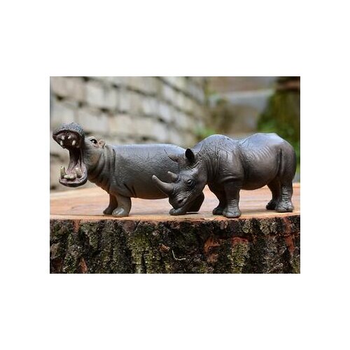 Modern Hippo Rhinoceros Animal Model Wildlife Crafts Living Room Interior furnishings in porch Office Home decoration