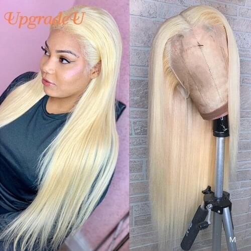 UpgradeU Blonde Straight Human Hair Wig 13x1 Part Lace Front Human Hair Wigs #613 Indian Human Hair Wigs With Baby Hair Remy Wig