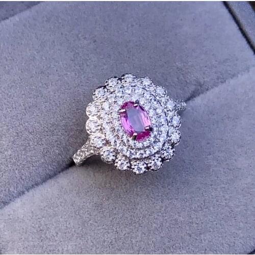 CoLife Jewelry Luxurious Pink Sapphire Ring for Party 4*6mm Natural Pink Sapphire Silver Ring 925 Silver Pink Sapphire Jewelry