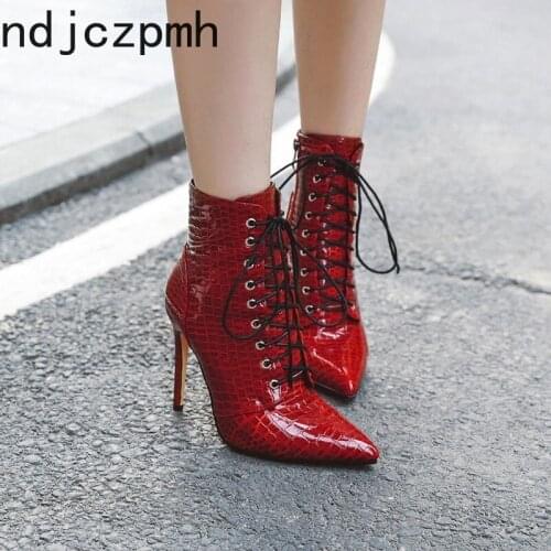 Womens Boots The New fashion winter Pointed zipper High heel Ankle boots Womens shoes plus size 34-48 Heel Height 10cm black
