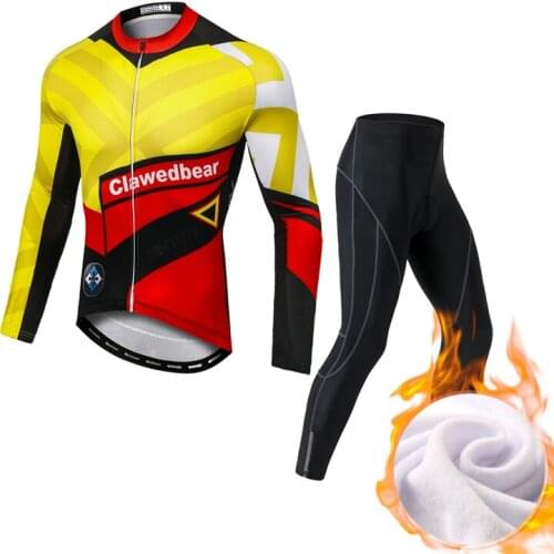 YOCENE Winter Warm Up Thermal Fleece Cycling Jacket Sets Uniform Long Sleeve