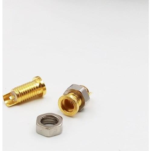100Pairs Wholesale Gold Plated Copper Universal Pin Socket Female Seat With Built-in Thread Nut Changing To MMCX Connector