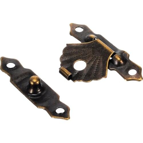 12pcs/lot Antique Brass Hasp Lock Decorative Latch Hook For Wood Case Jewelry Cabinet Gift Box Lock Hasps With 48 Screws