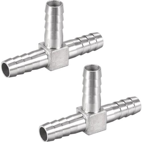 2pcs 1/2-Inch (13mm) Hose ID Barb Fitting Stainless Steel 3 Way T-Shaped Union Home Brew Fitting for Home Garden DIY