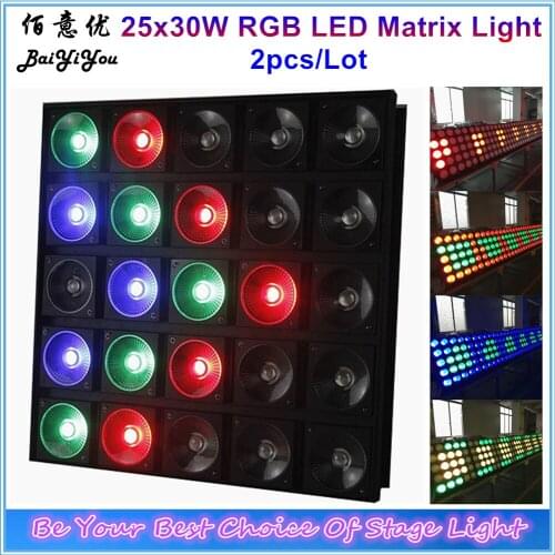2pcs/Lot 5x5 25 Eyes Matrix Beam Disco Light 25pcs * 30W RGB 3In1 LED Matrix Blinder 5X5 Individually Controlled LED Show L