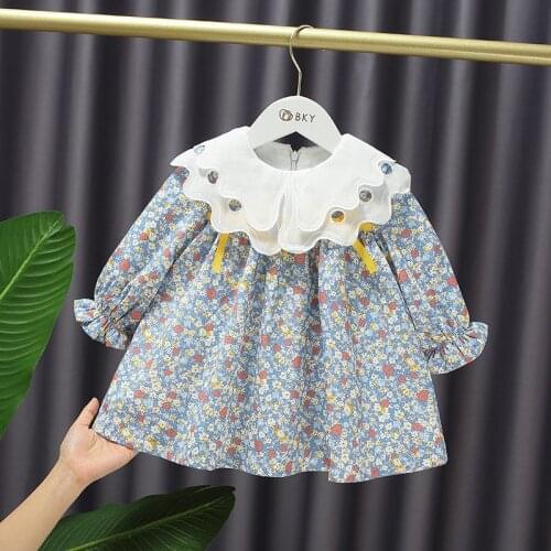 2021 Winter Flower Thicken Children Clothes Baby Girls Patchwork New Years Dress Kids Bow Cotton cloth Dress Girls Outwear MB37