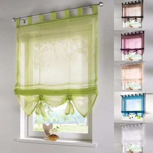 31Vertical Blind Tulled Curtains Jacquard Roman Blinds Floral Sheer Panel Office Short Tulle Window Door Curtain