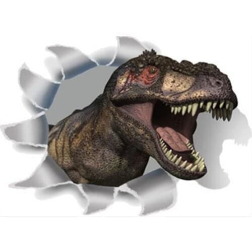 Jurassic 3D Baby Dinosaur broken wall peeping kids room mural stickers children puzzle funny cartoon poster wallpaper 30*20cm