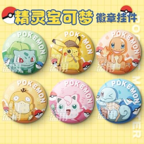 6pcs/set Pokemon Pikachu Badge Birthday Party Decor Kid Anime Figure Cartoon Small Badges for Clothes Party Dress Backpacks Gift