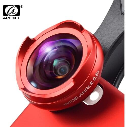 APEXEL 2 in 1 Optic lens 4k HD professional wide angle+macro lens for iPhone 5s 6s 7plus Xiaomi android smartphone no distortion