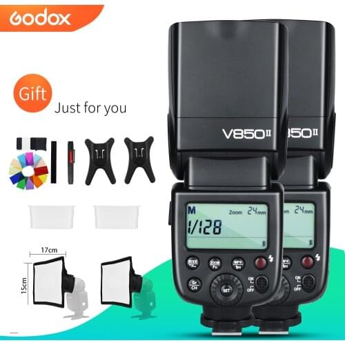 Free DHL 2PCS Godox V850II 2.4G GN60 Wireless Li-ion Battery Camera Flash Speedlite for Canon Nikon DSLR Cameras + Gift Kit