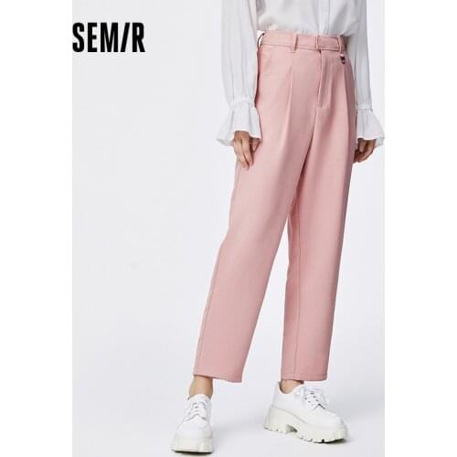 SEMIR Casual Pants Women Spring 2021 New Loose Tapered Feet Ninth Point Pants Drape Design Pants High Waist