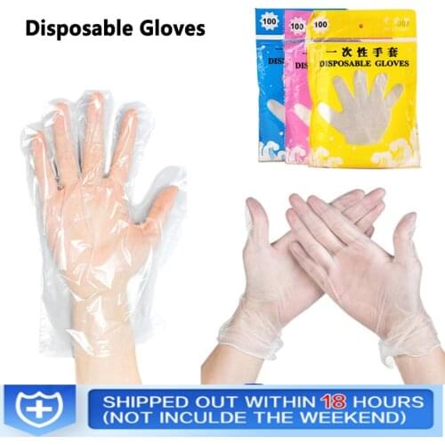 Hot Sale 100/200PCS Transparent Disposable Gloves Dishwashing/Kitchen/Latex/Rubber/Garden Gloves Universal For Home Cleaning