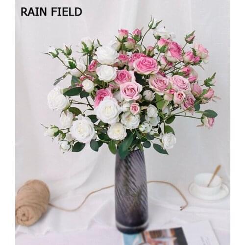 Fake Flowers Rose 9 Heads Silk Wedding Home Living Room Part Decoration Artifical Flower Div Hang work Ornament Wedding Bouquet