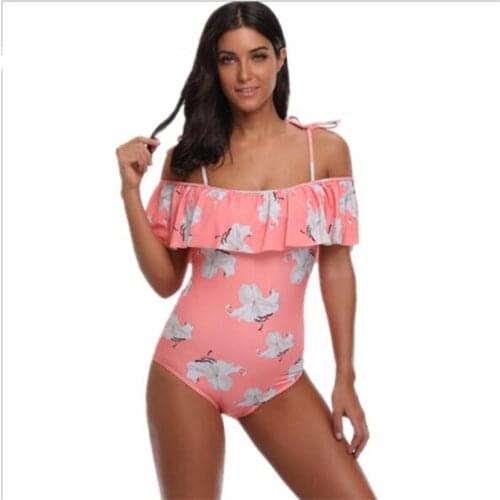 Sexy Floral Stripe Printed One Piece Swimsuits Push Up Swimwear Women Beach Bathing Suits Set Bandage Monokini Bodysuit Swimwear