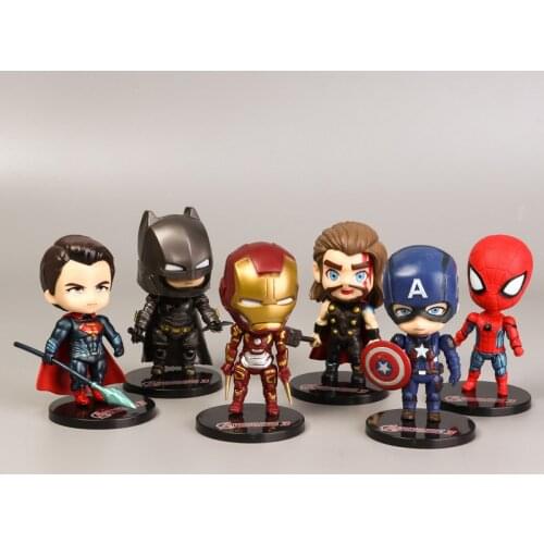 Marvel Q Version Avengers Anime Figure Iron Spiderman Model Toy Captain America Doll Action Figure Cake Decoration Ornament Gift