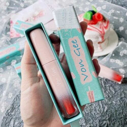 6 Colors Ice Cream Matte Lip Gloss With Box Waterproof Moisturizing Easy To Wear Natural Long Lasting Makeup Lip Gloss TSLM1