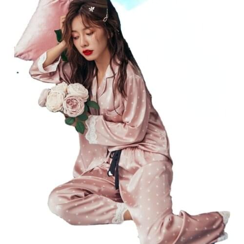 Print Fashion Women Pajama Set Sweet Lace Cuff Trousers Long Sleeve Suit Pyjamas Women Pajamas Pajama Set