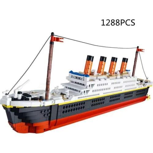 New 1021PCS 65CM Movie Titanic Cruise Boat Ship City Model Building Kits Blocks Bricks Figures Diy Toys for Children Kid Gift