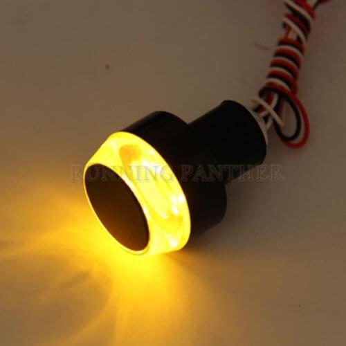 One pair 12V Motorcycle Handlebar End LED Turn Signal Light Amber Yellow White Moto Handle Bar Grip Plug Side Marker Lamp
