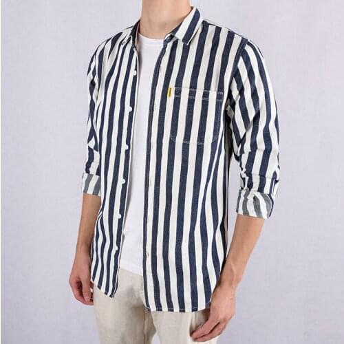 Long-sleeved autumn striped cotton shirt men brand fashion shirts for men casual comfortable shirt mens camisa overhemd