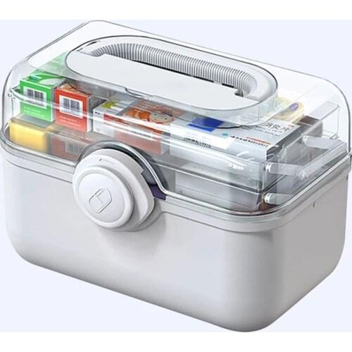 Plastic Medicial Chest with Drawer and Pill Case Medicine Organizer First Aid Kit Storage Box Holder for Home or Car