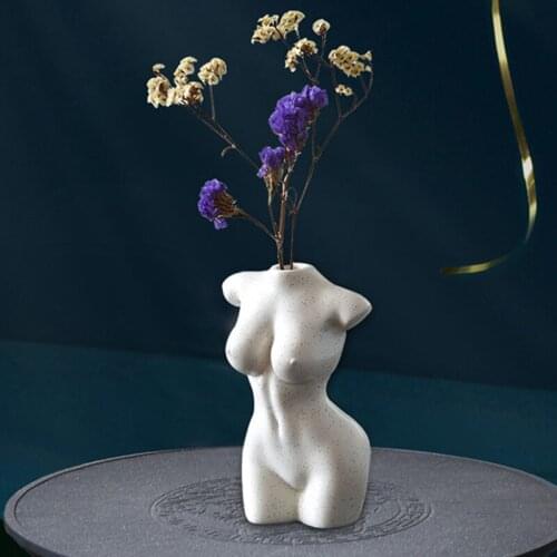 S/M/L Human Body Sculpture Vase Art Design Vase Dried Flower Simulation Resin Bottle Home Decoration Livingroom Tabletop Vase
