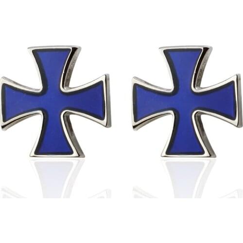 C-MAN Luxury shirt Square Blue cross cufflink for mens Brand cuff buttons cuff links High Quality abotoaduras Jewelry
